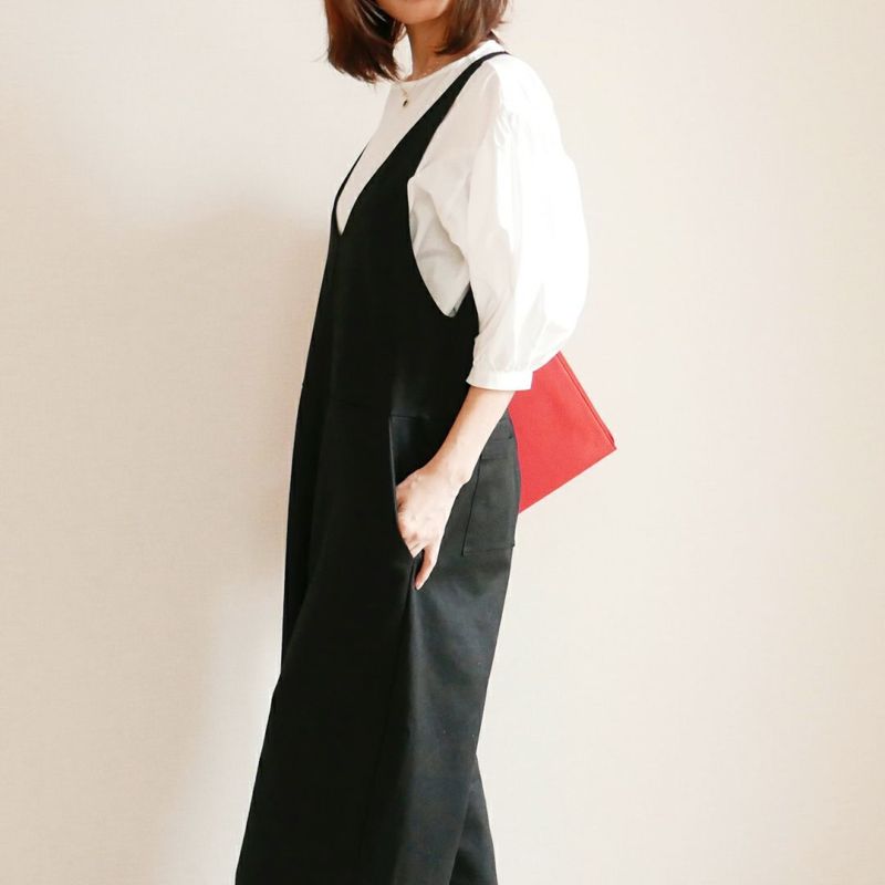 大人可愛いサロペットパンツブラック