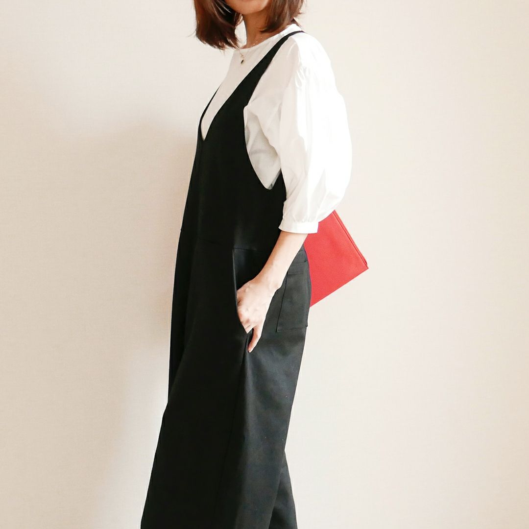 大人可愛いサロペットパンツブラック