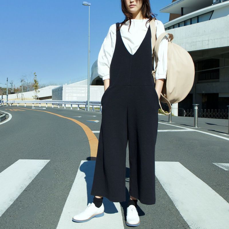 大人可愛いサロペットパンツブラック