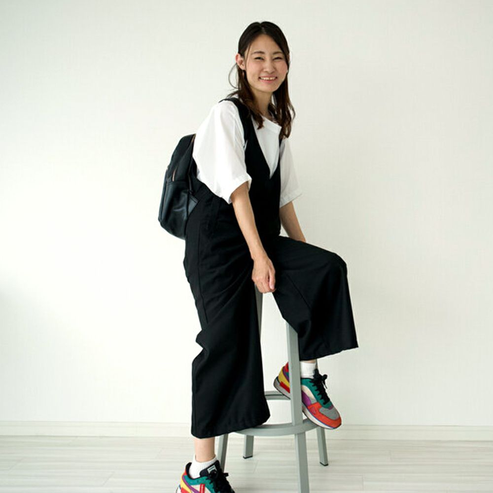 大人可愛いサロペットパンツブラック