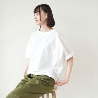 コットンVネックブラウス白ホワイト半袖