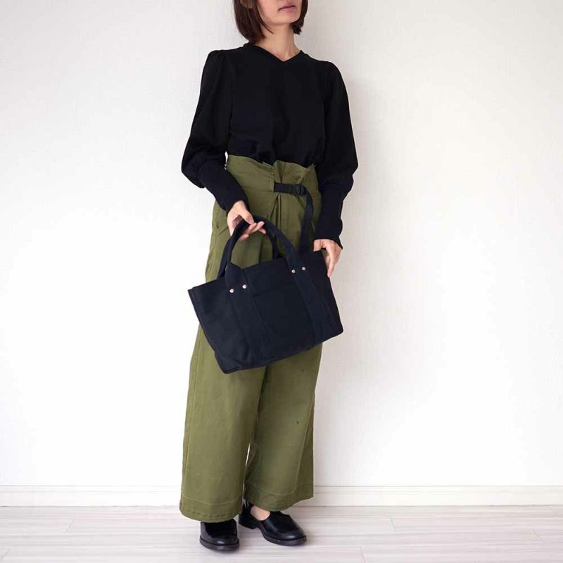 ワイドパンツカーキレディースベルト付き