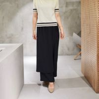 レディースエプロンワイドパンツブラック