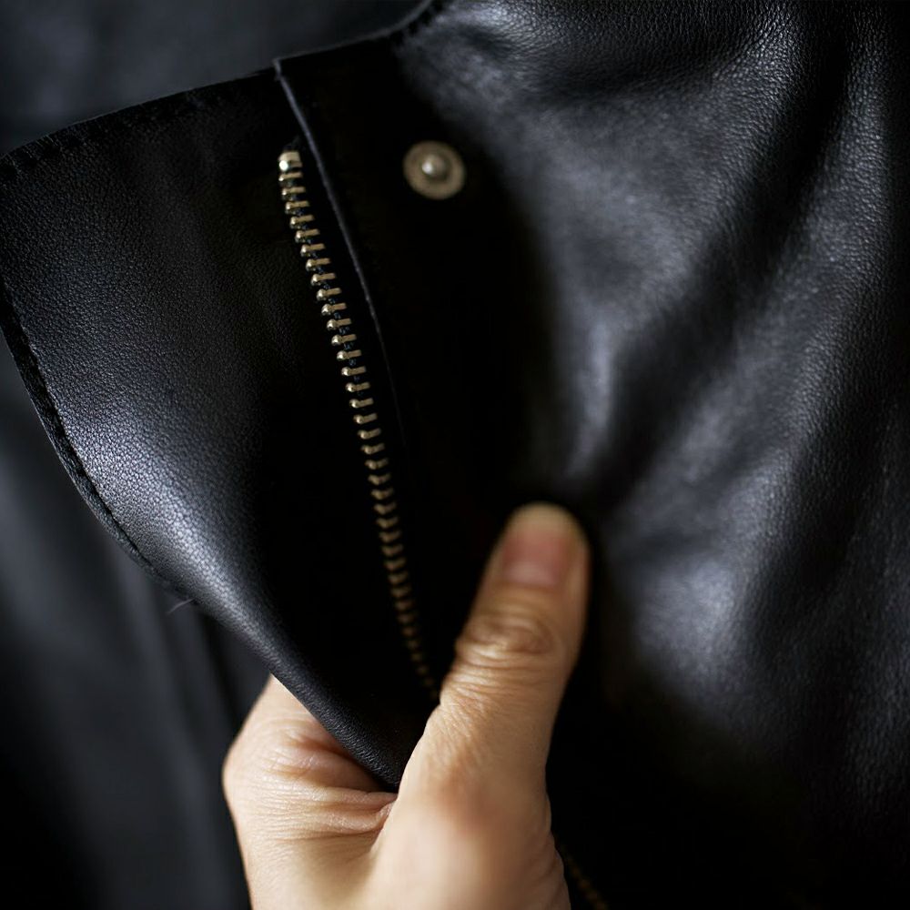 本革ラムレザージャケット黒ブラック レディース