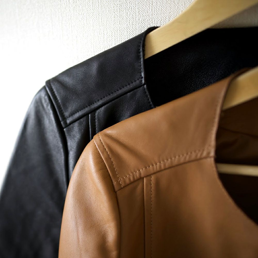 本革ラムレザージャケット黒ブラック レディース