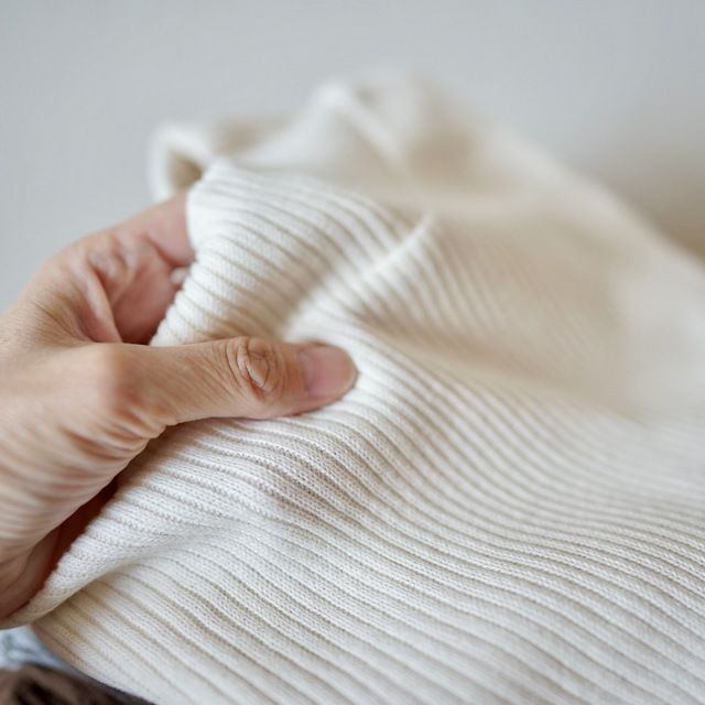 コットンニットハイネック長袖トップスレディース