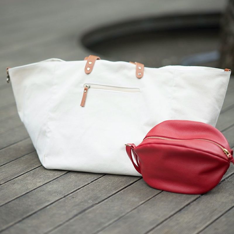 本革ハンドル特大トートバッグ帆布キャンパスショルダー