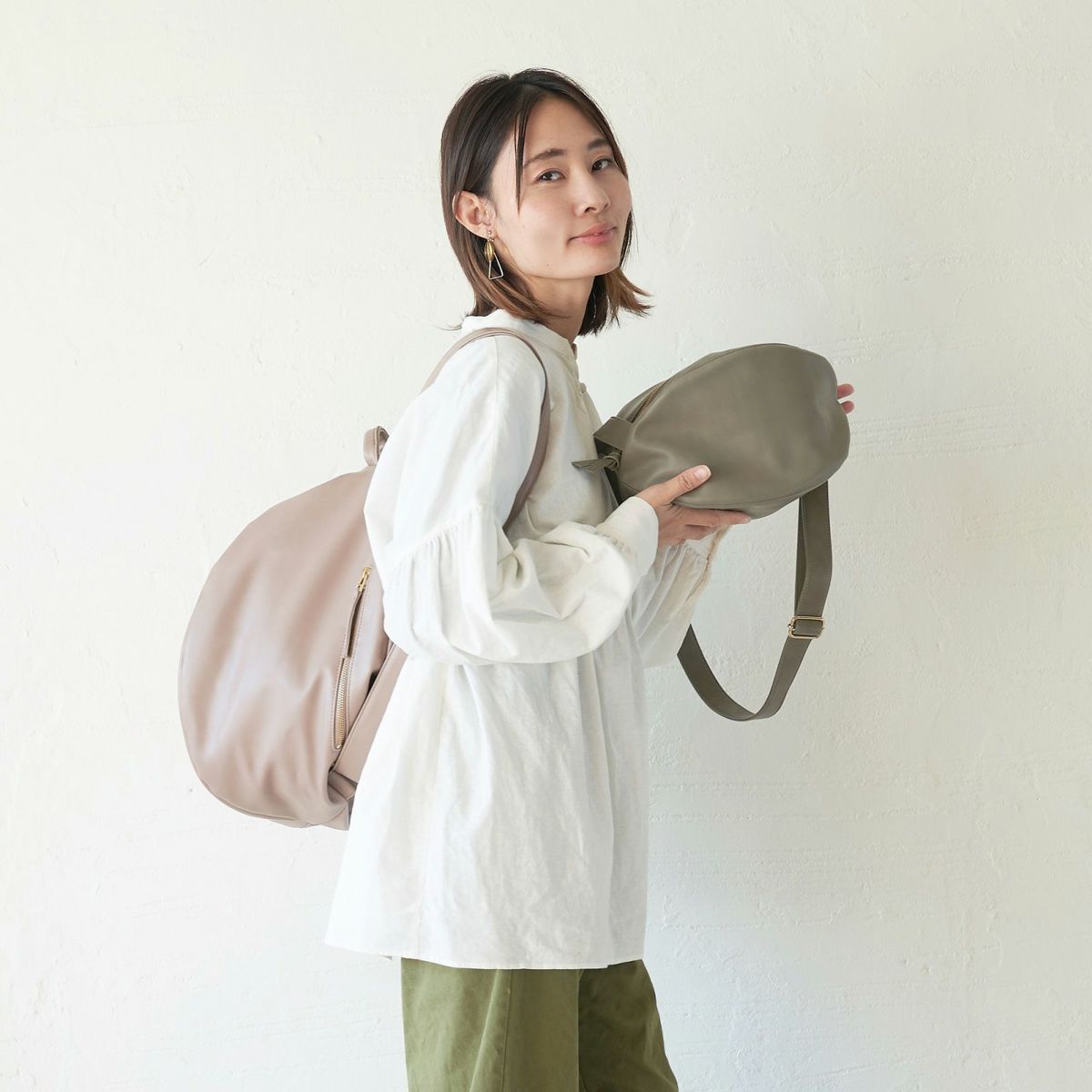 大人のバックパックころんとリュックPUレザー