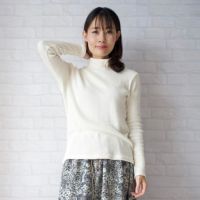 コットンニット長袖ハイネックレディース