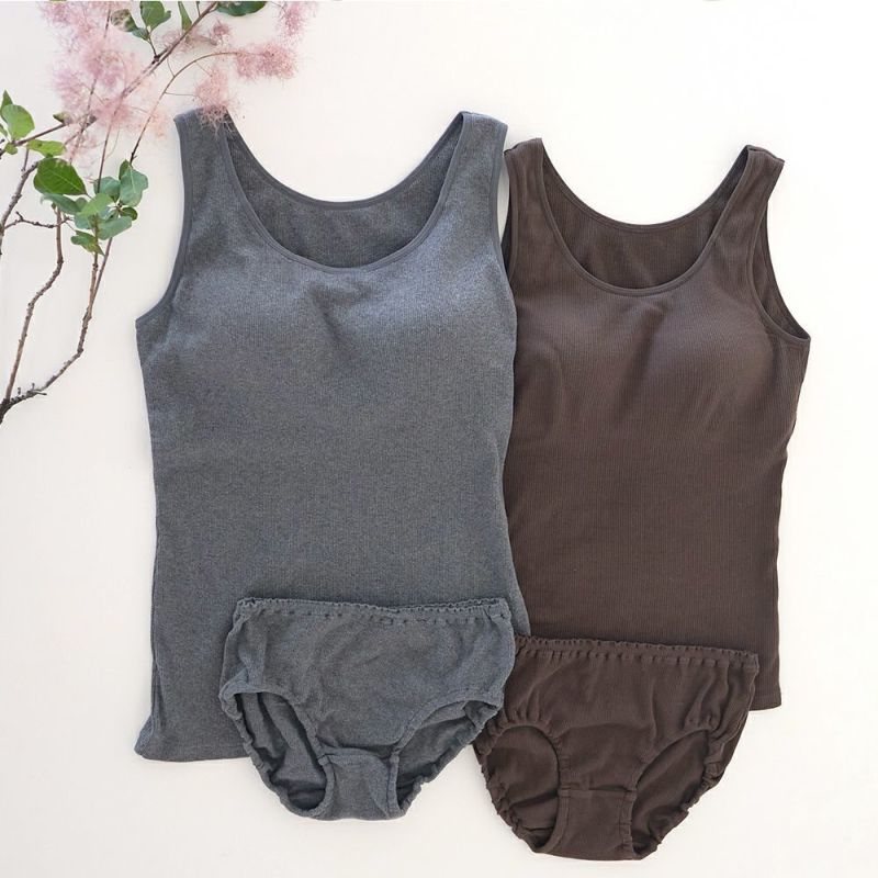 コットンニットブラトップ食い込まないショーツ