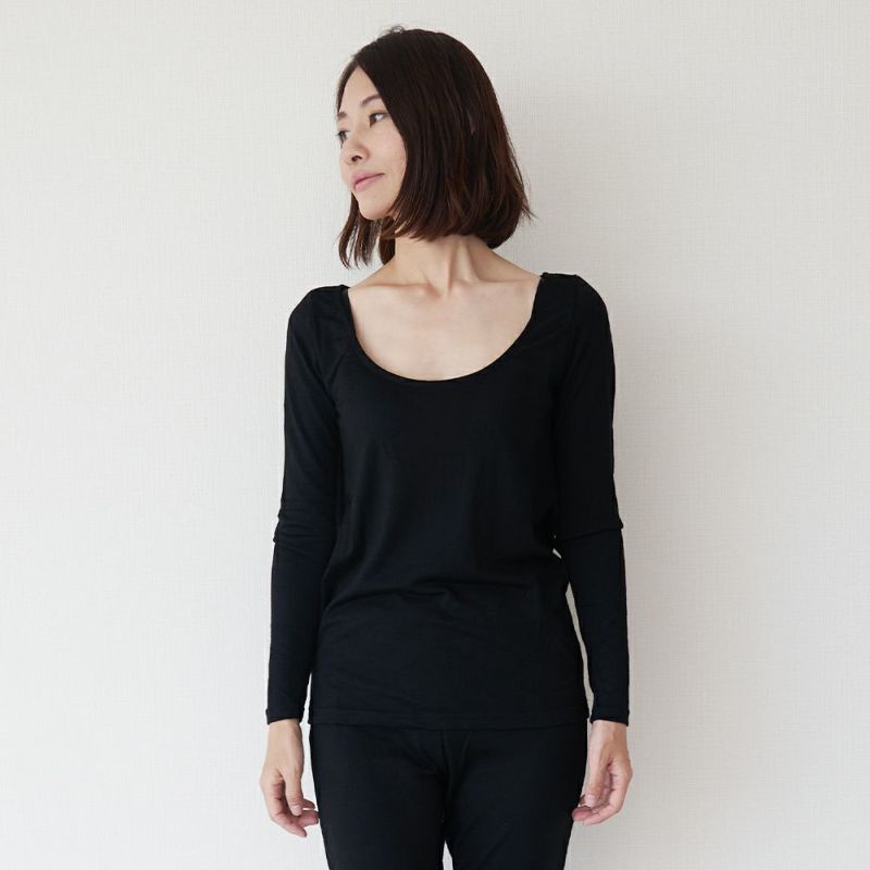 メリノウール暖かレディース広い襟ぐり