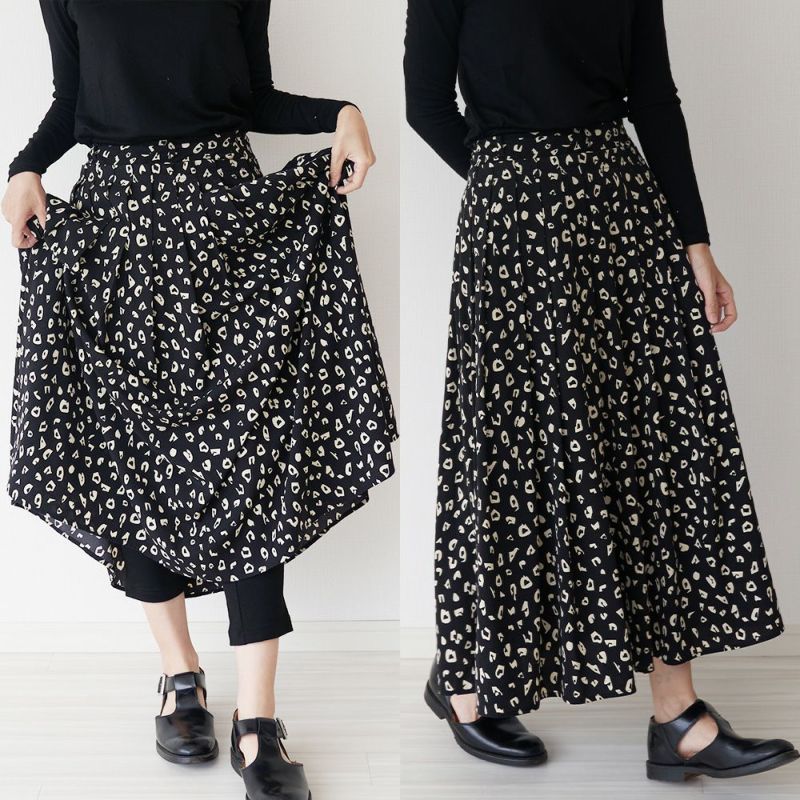 メリノウール重ね着ロングスカートレギンス