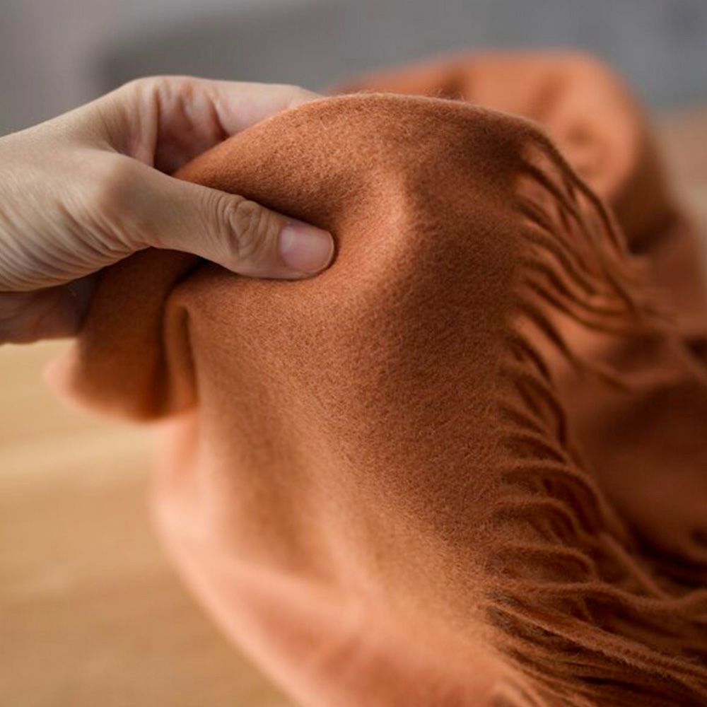 ウール100％大判ストールキャメルブラウン