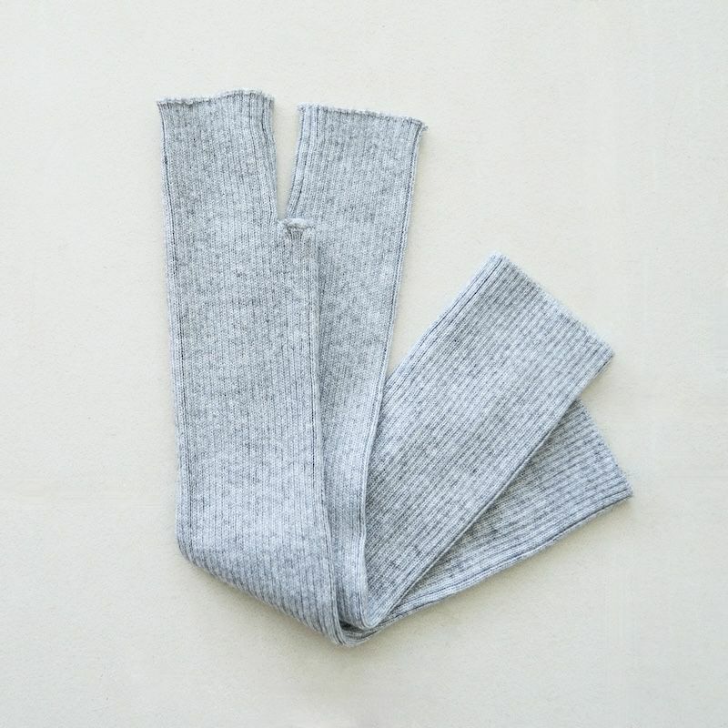 ハンドウォーマーロングタイプ ライトグレー指先カット