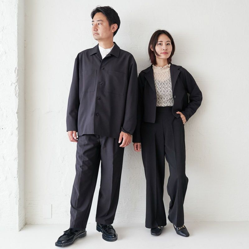 ストレッチ入学式卒業式パンツスーツ黒ママ