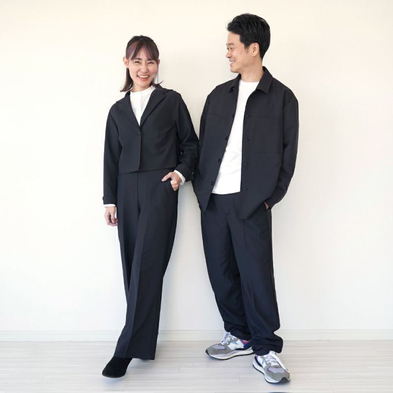 夫婦コーデブラックパンツスーツ