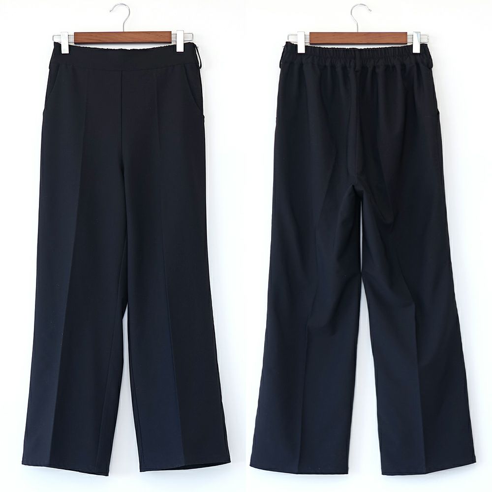 ゴム入りストレッチ素材ワイドパンツ