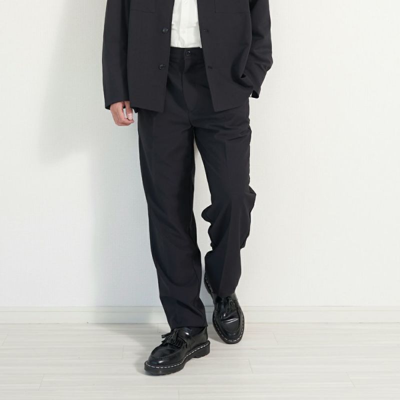 メンズストレッチタックパンツ黒ブラックフォーマル後ゴム