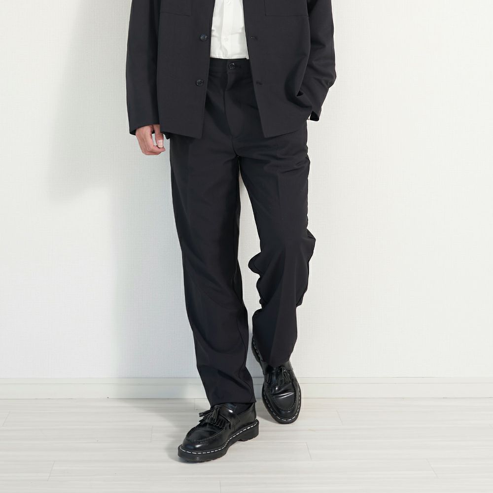メンズストレッチタックパンツ黒ブラックフォーマル後ゴム