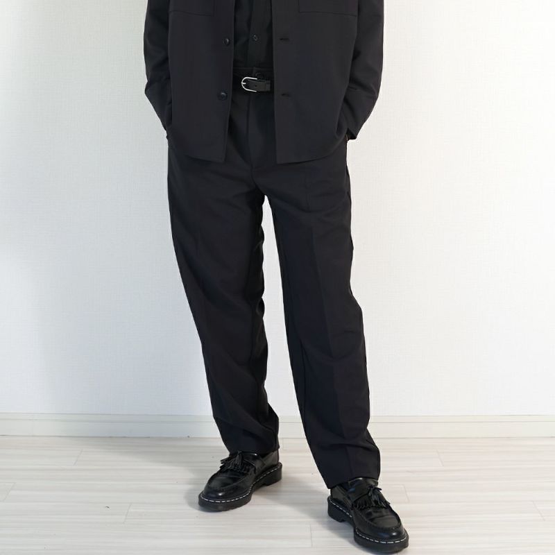メンズストレッチタックパンツ黒ブラックフォーマル後ゴム