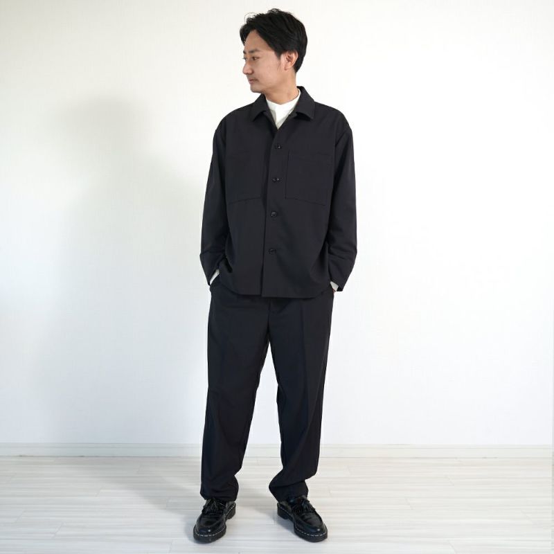 メンズストレッチタックパンツ黒ブラックフォーマル後ゴム