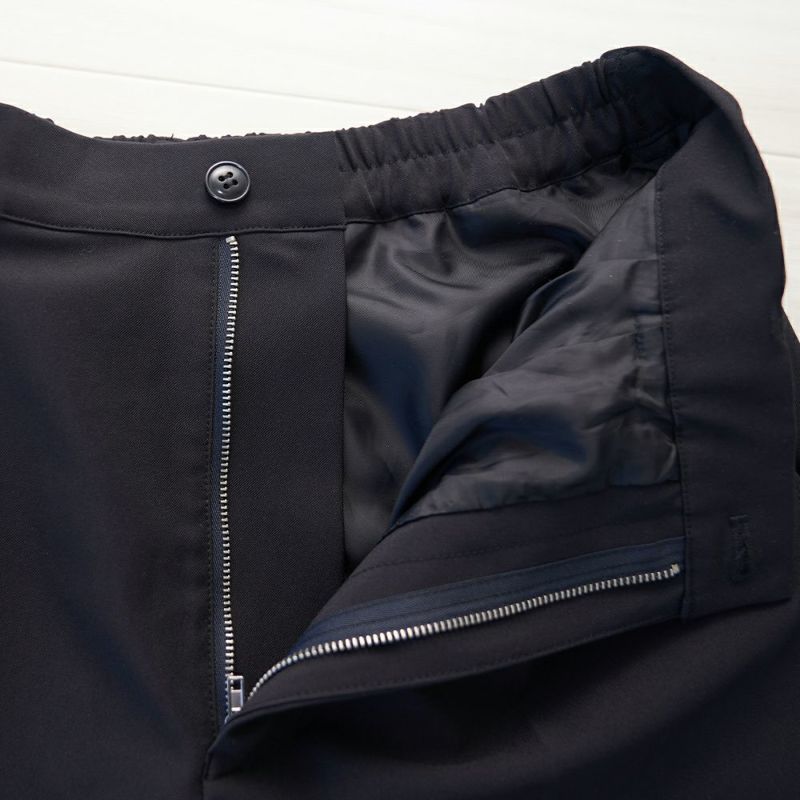 メンズストレッチタックパンツ黒ブラックフォーマル総裏地