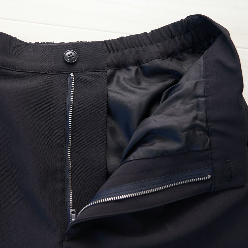 メンズストレッチタックパンツ黒ブラックフォーマル総裏地