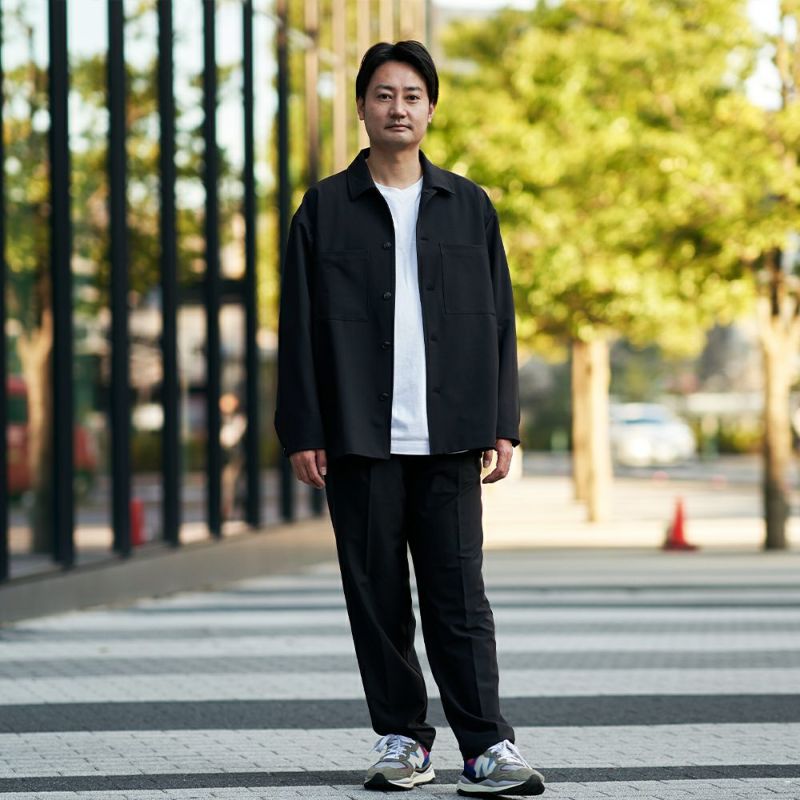 メンズストレッチタックパンツ黒ブラックフォーマル後ゴム