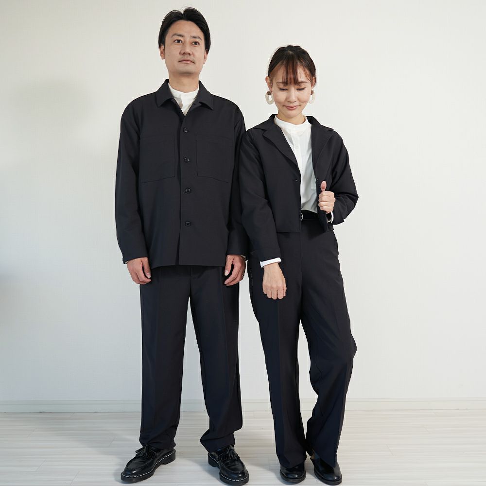 メンズストレッチタックパンツ黒ブラックフォーマル後ゴム