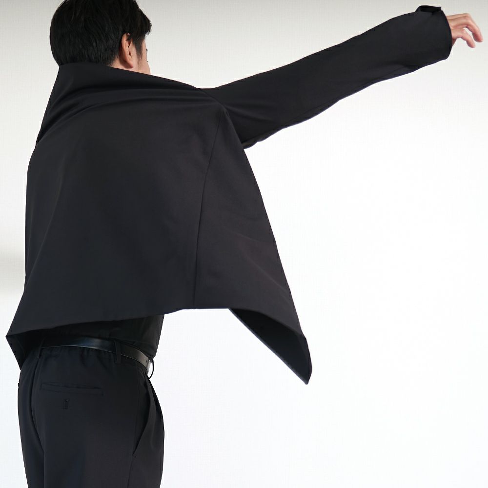 メンズストレッチタックパンツ黒ブラックフォーマル後ゴム