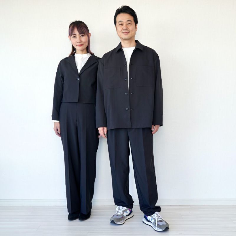 メンズストレッチタックパンツ黒ブラックフォーマル後ゴム