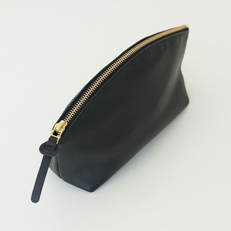 ころんと丸い大人の本革ミニポーチ黒