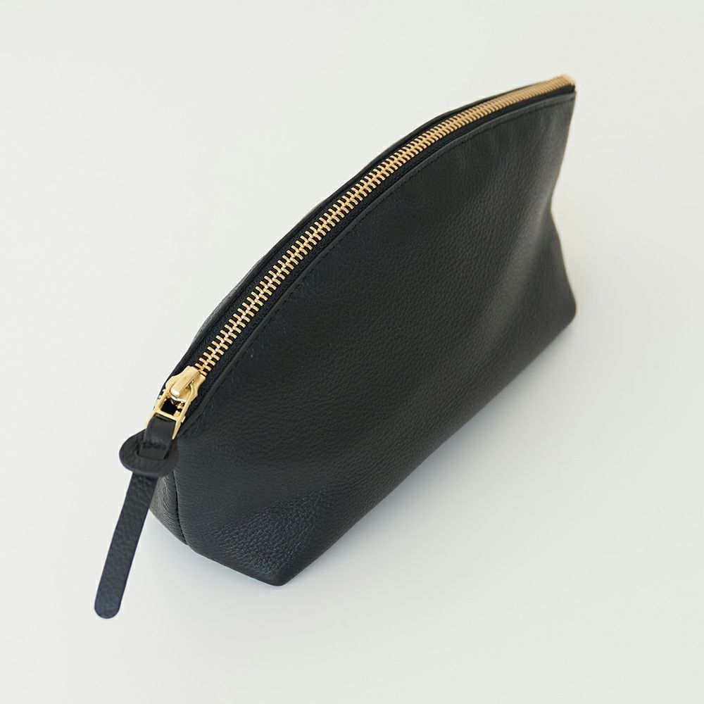 ころんと丸い大人の本革ミニポーチ黒