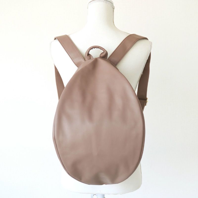 大人かわいい大容量リュックPUレザーグレーベージュ