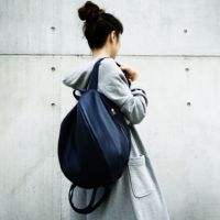 大容量リュックPUレザー紺ネイビー