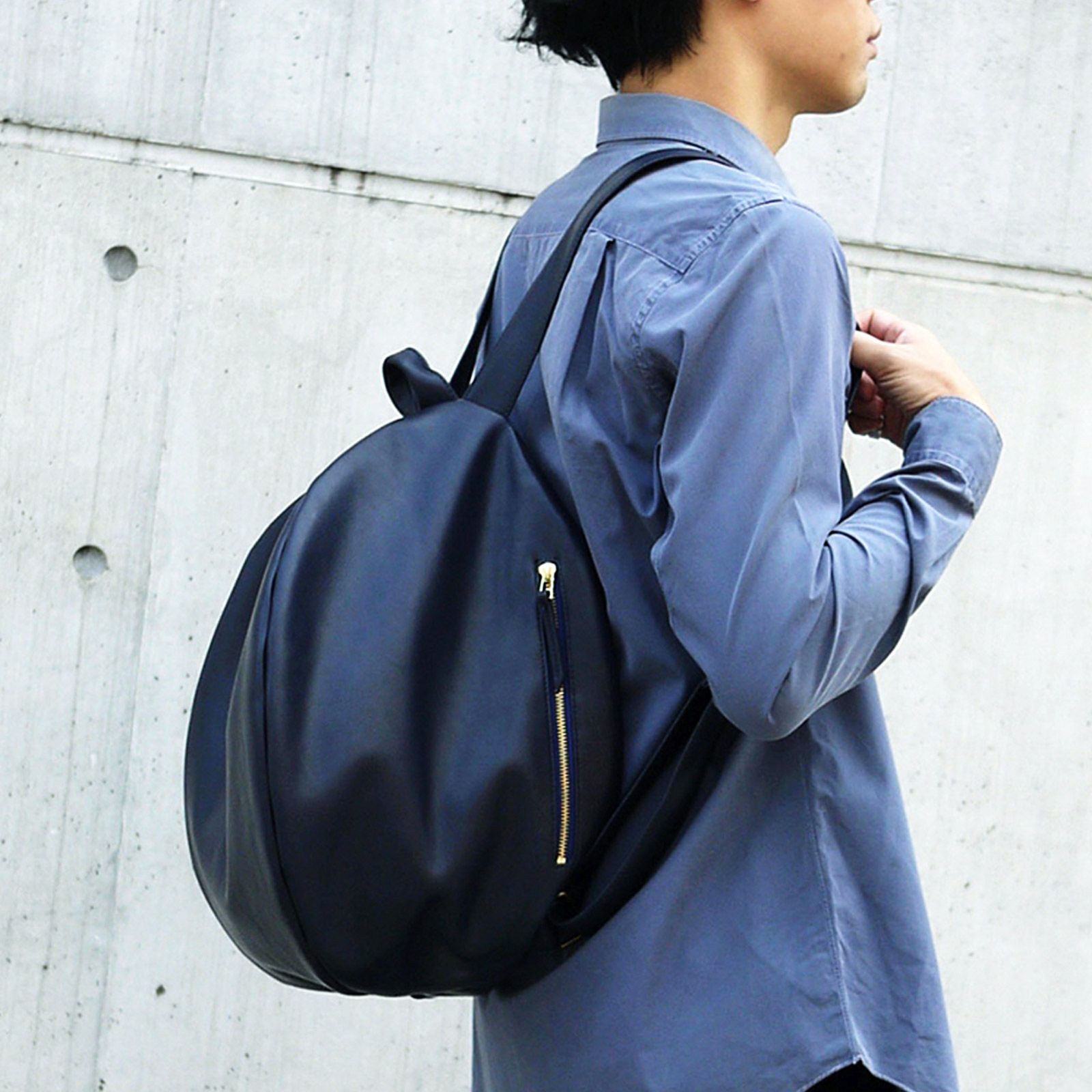 大容量リュックPUレザー紺ネイビー通学