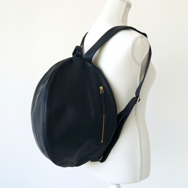 LLサイズ大きなリュックPUレザー紺ネイビー