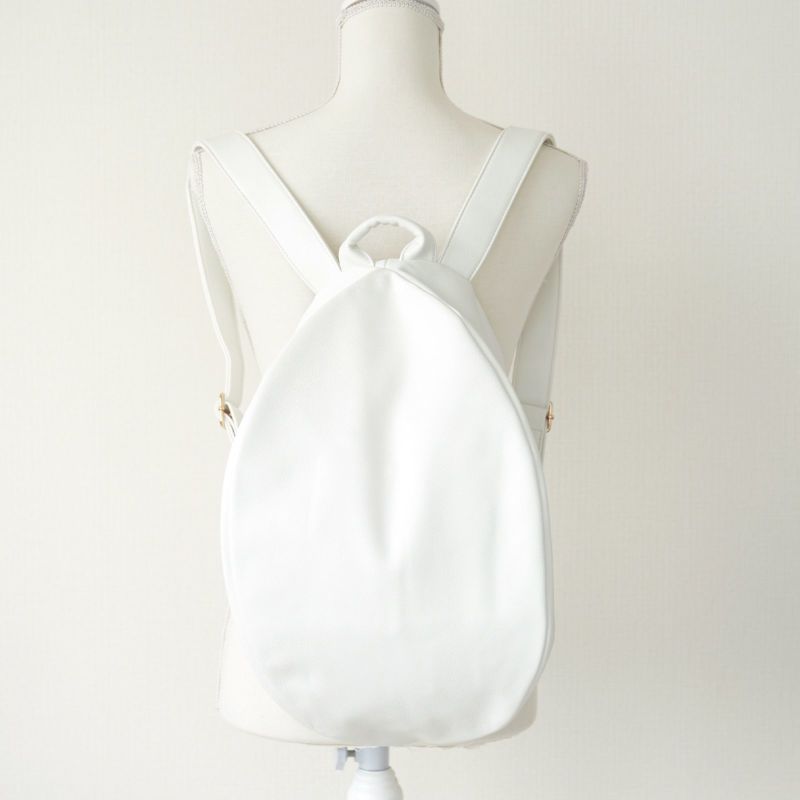 かわいい大容量リュックPUレザー白ホワイト