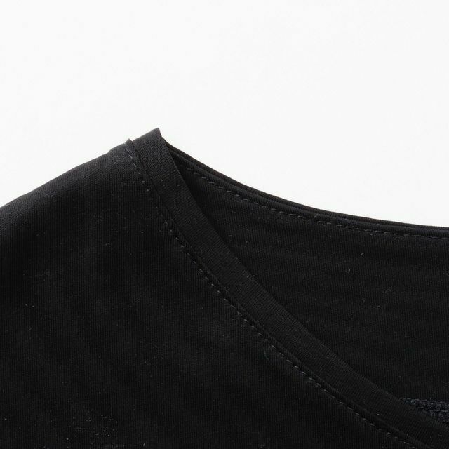 二の腕カバー細見え大人のTシャツレディースブラック