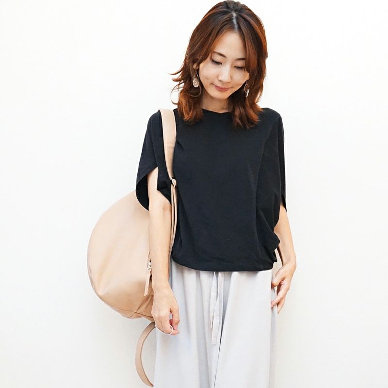 変形ドルマンTシャツブラック大人レディース