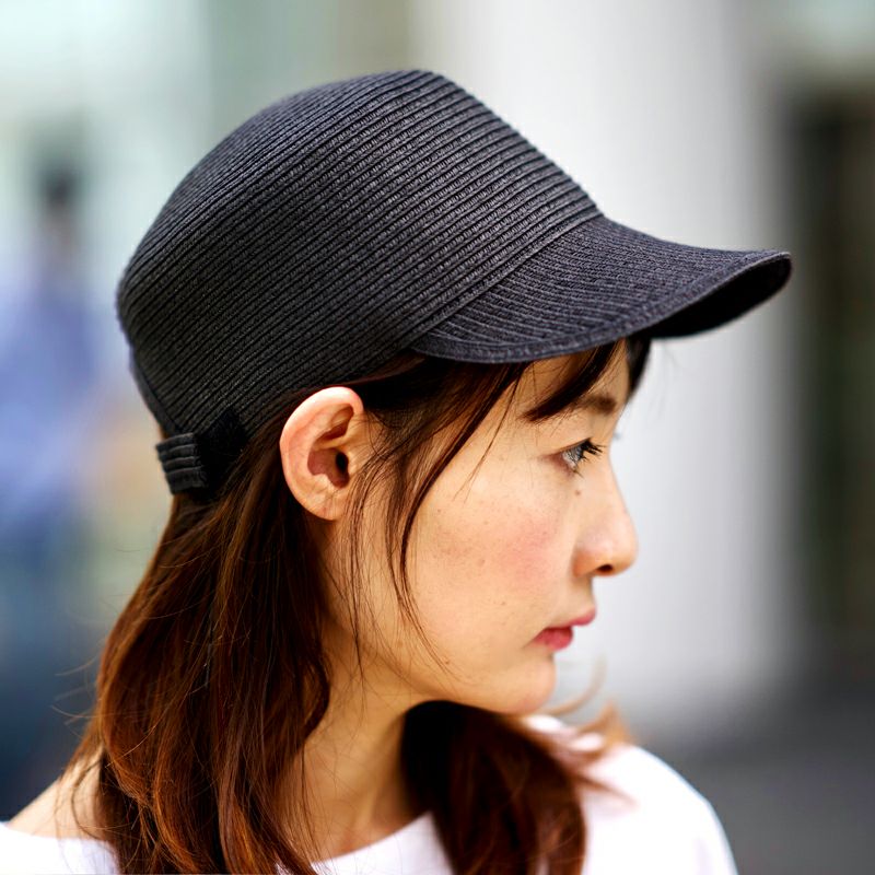 大人の麦わらキャップブラックハイクキャップ