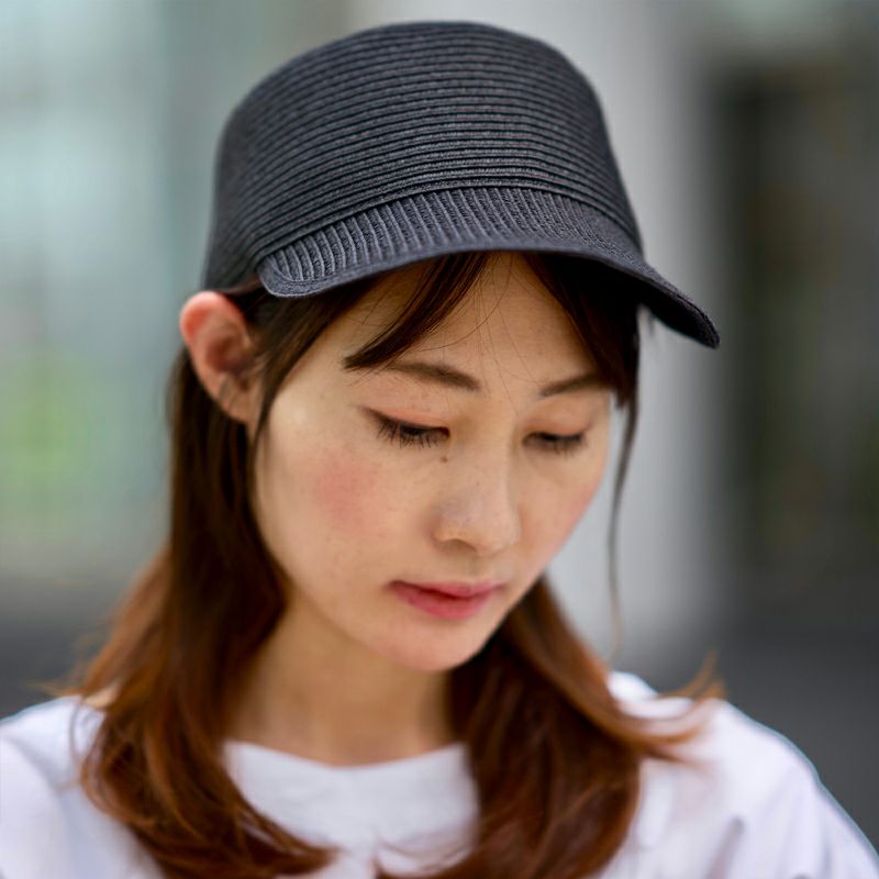 大人の麦わらキャップブラックレディース