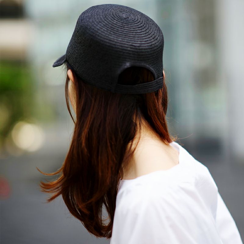 大人の麦わらキャップブラックハイクキャップ