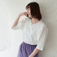 二の腕カバー細見え叶う大人のパフスリーブTシャツ