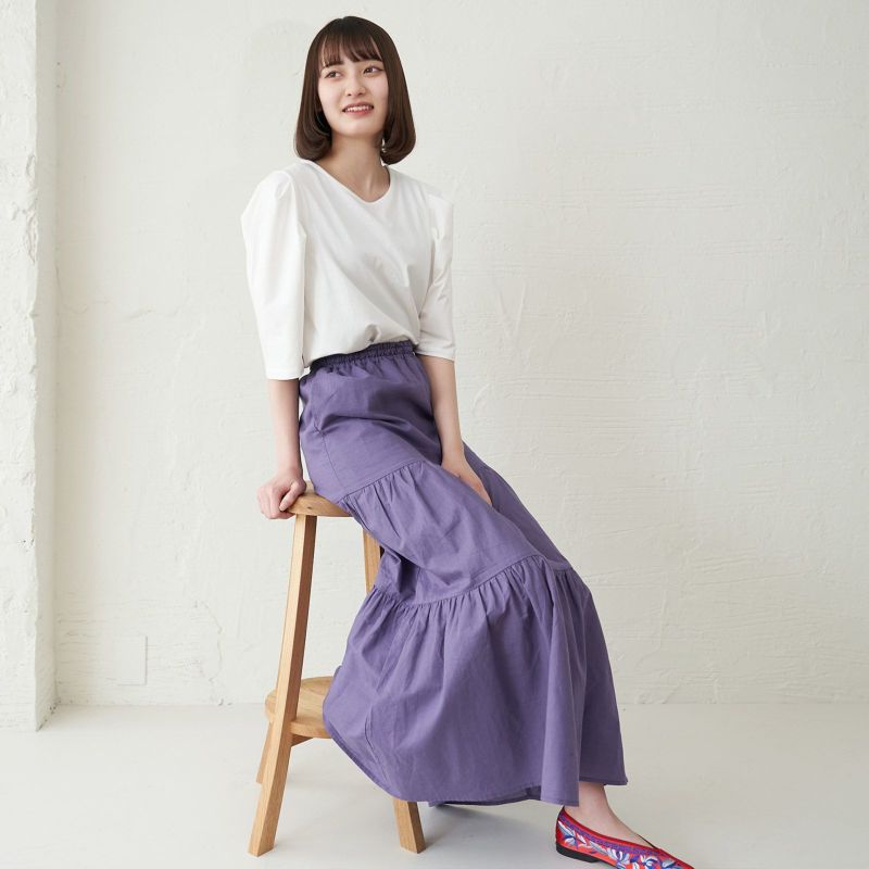 細見え叶う大人のパフスリーブTシャツ（半袖ホワイト）