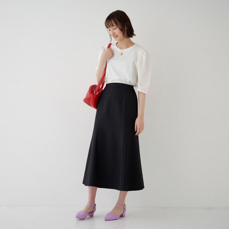 細見え叶う大人のパフスリーブTシャツ（半袖ホワイト）