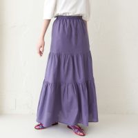 甘すぎないティアードスカート紫パープル夏コーデ