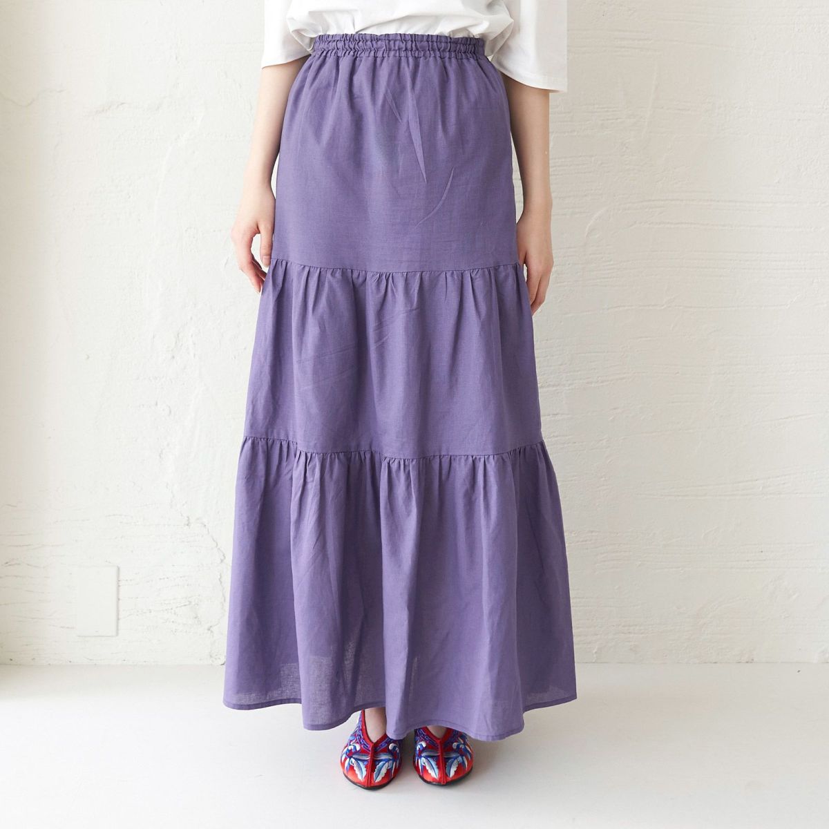 甘すぎないマキシ丈ロングスカート紫パープル