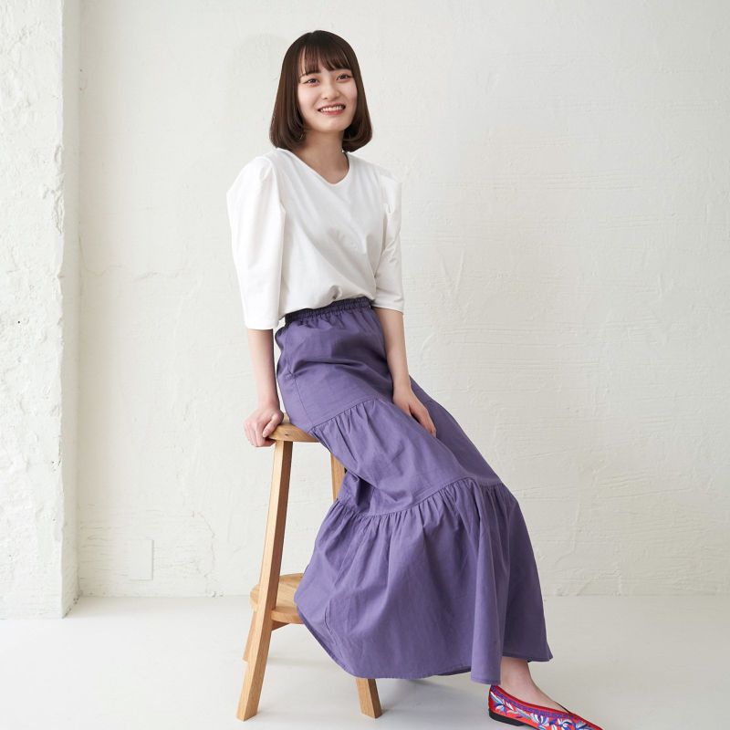 スッキリ細見えウエストゴム入りロングスカート