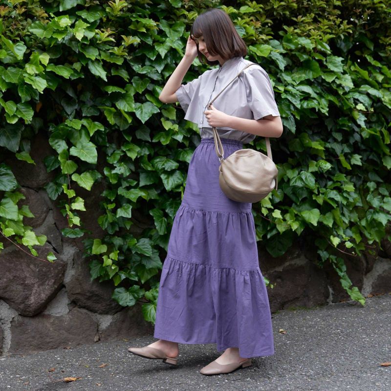 もりのがっこう ウエストゴム紫マキシ丈ロングスカート